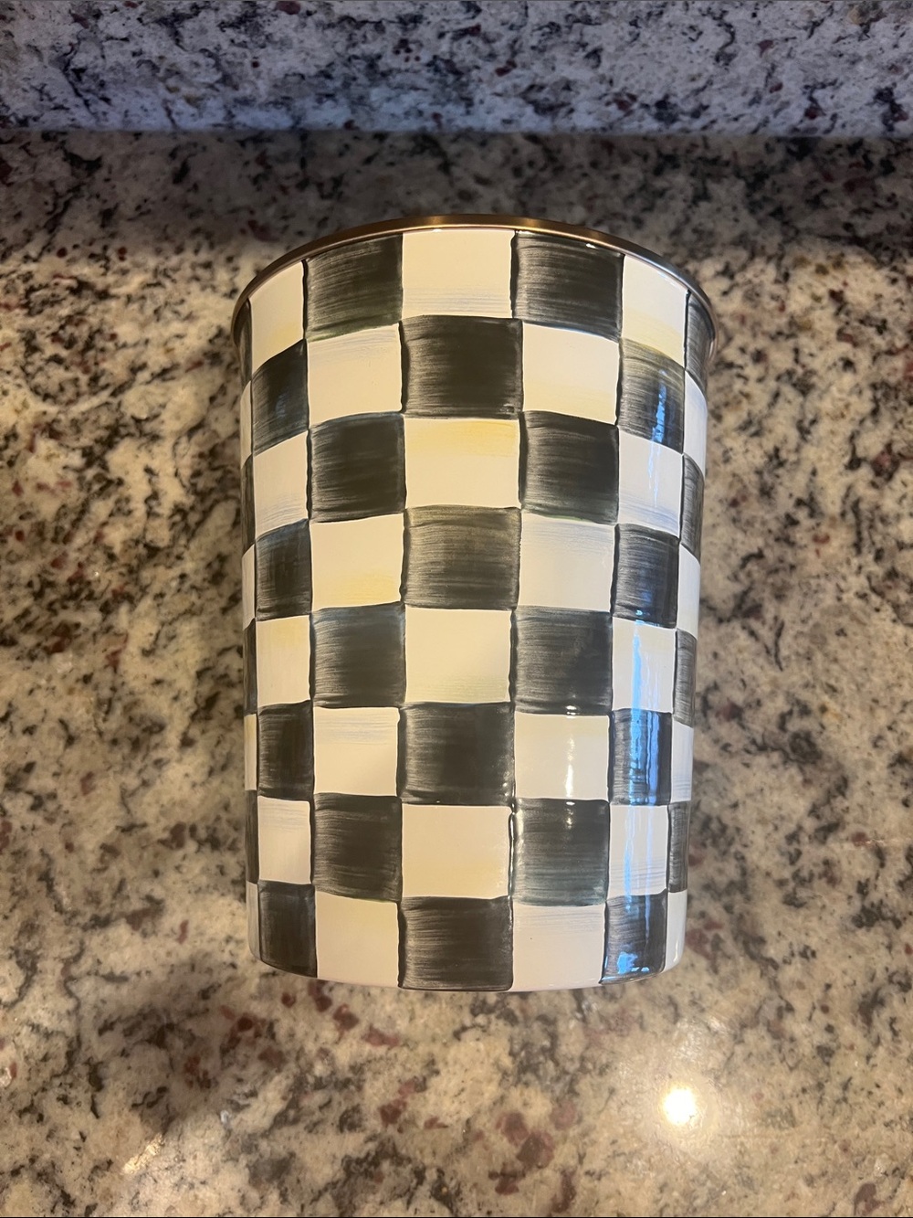 Mackenzie-Childs Courtly Check Waste Bin - Trash Can. NEW w/out original box. - Picture 5 of 8